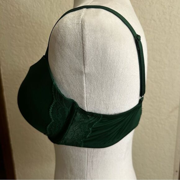 Gilligan & O'Malley Emerald Green Favorite Plunge Push Up Bra Size 36D - Picture 7 of 11